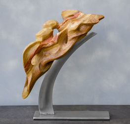 Alabaster and stainless steel sculpture